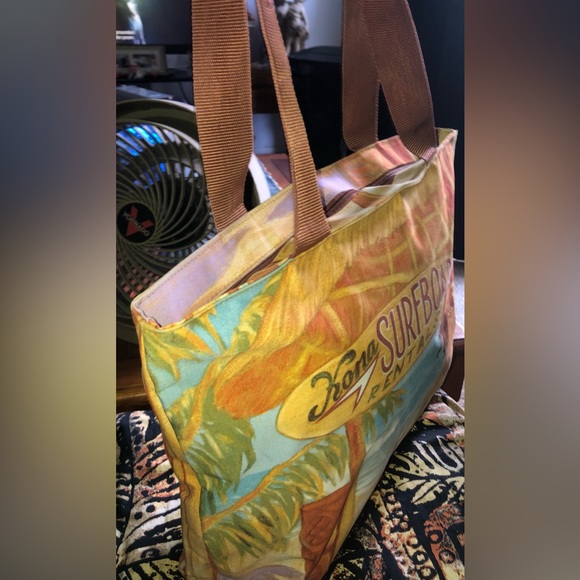 Kona Surfboard Rentals Hawaiian Shoulder Canvas Tote Bag - Picture 4 of 9